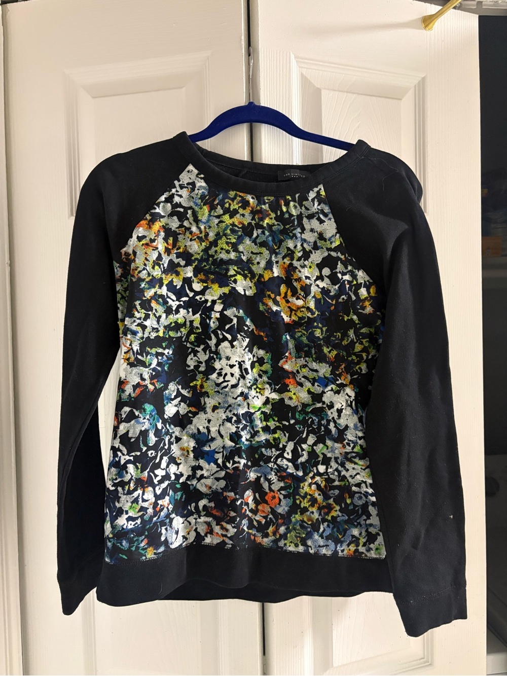 The Limited Women’s Black Sweatshirt with Multicolor Abstract Front